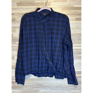 Madewell Wrap Front Arion Plaid Surplice Blouse Women's Size XL #262
